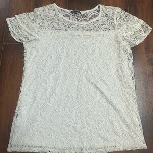 Adrianna Papell White Lace Blouse